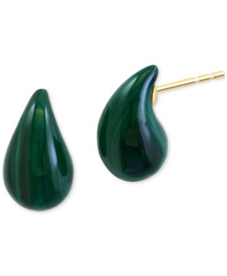 EFFY&reg; Malachite Fancy-Cut Curved Teardrop Stud Earrings in 14k Gold