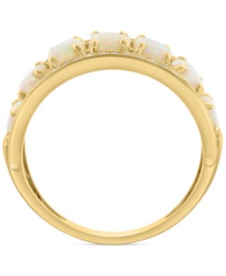 EFFY&reg; Opal (2 ct. t.w.) & Diamond (1/5 ct. t.w.) Oval Channel Ring in 14k Gold