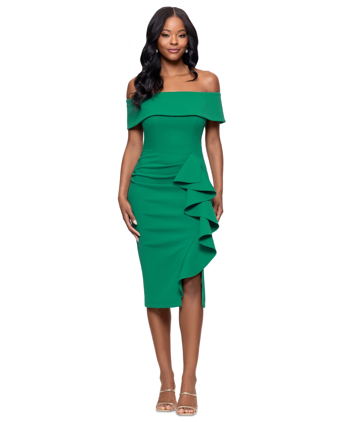 Betsy & Adam Off The Shoulder Scuba Sheath Dress