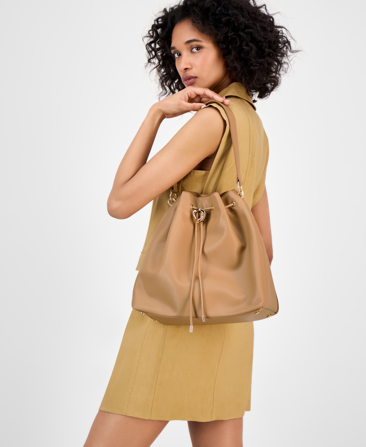 Inc International Concepts Tylaa Drawstring Shoulder Bag, Exclusively At Macy's In Brown