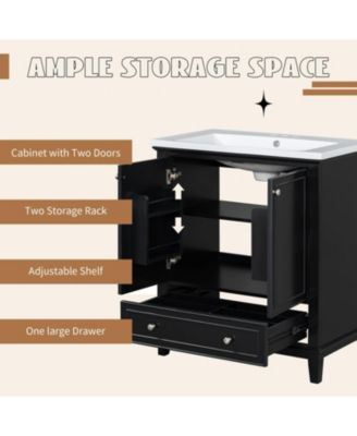 30" Bathroom Vanity Combo Sink, Cabinet, Doors, Drawer