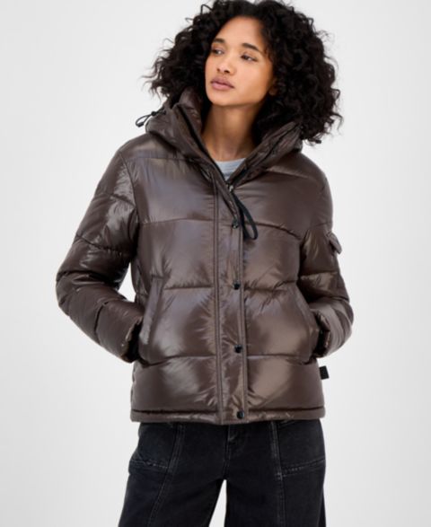 Женские куртки S13 Women's Ella Hooded Thumbhole-Cuff Puffer Coat