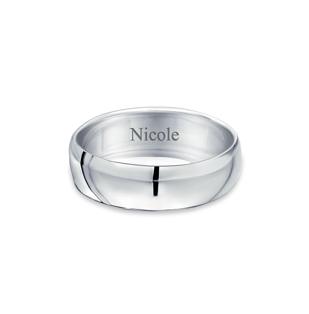 Bling Jewelry Simple Traditional Dome Promise Band Ring .925 Sterling Silver 7MM Comfort Fit
