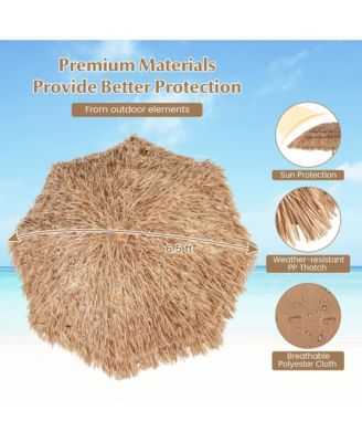 6.5 FT Thatched Tiki Umbrella w/ Foldable Stand Hawaiian Style Beach Umbrella