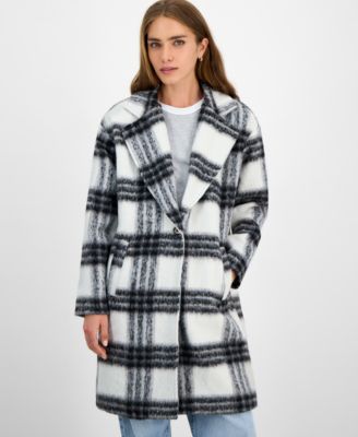 Jou Jou - Junior's Button-Front Plaid Coat