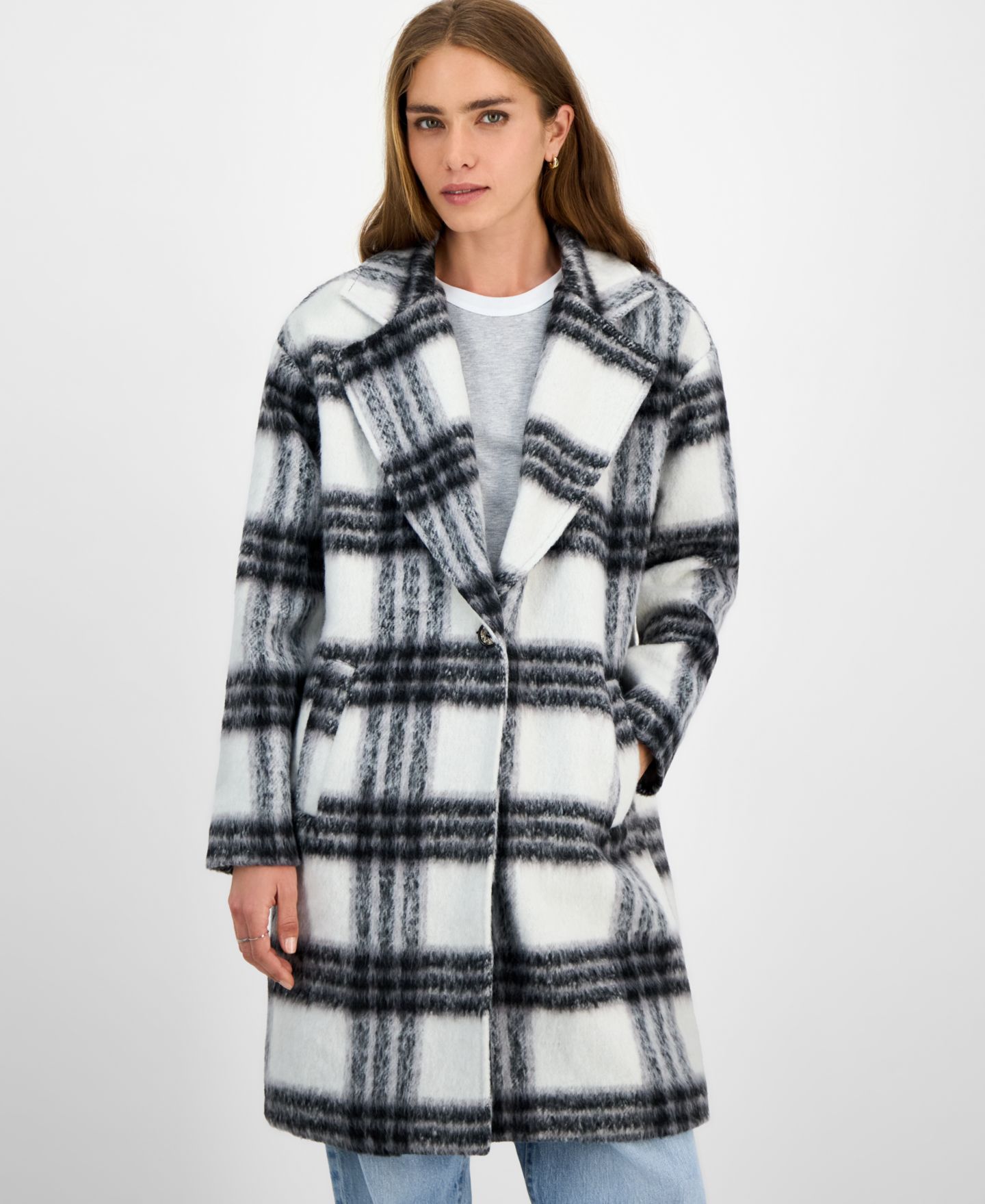Женское пальто Jou Jou Juniors' Button-Front Plaid — фото 1