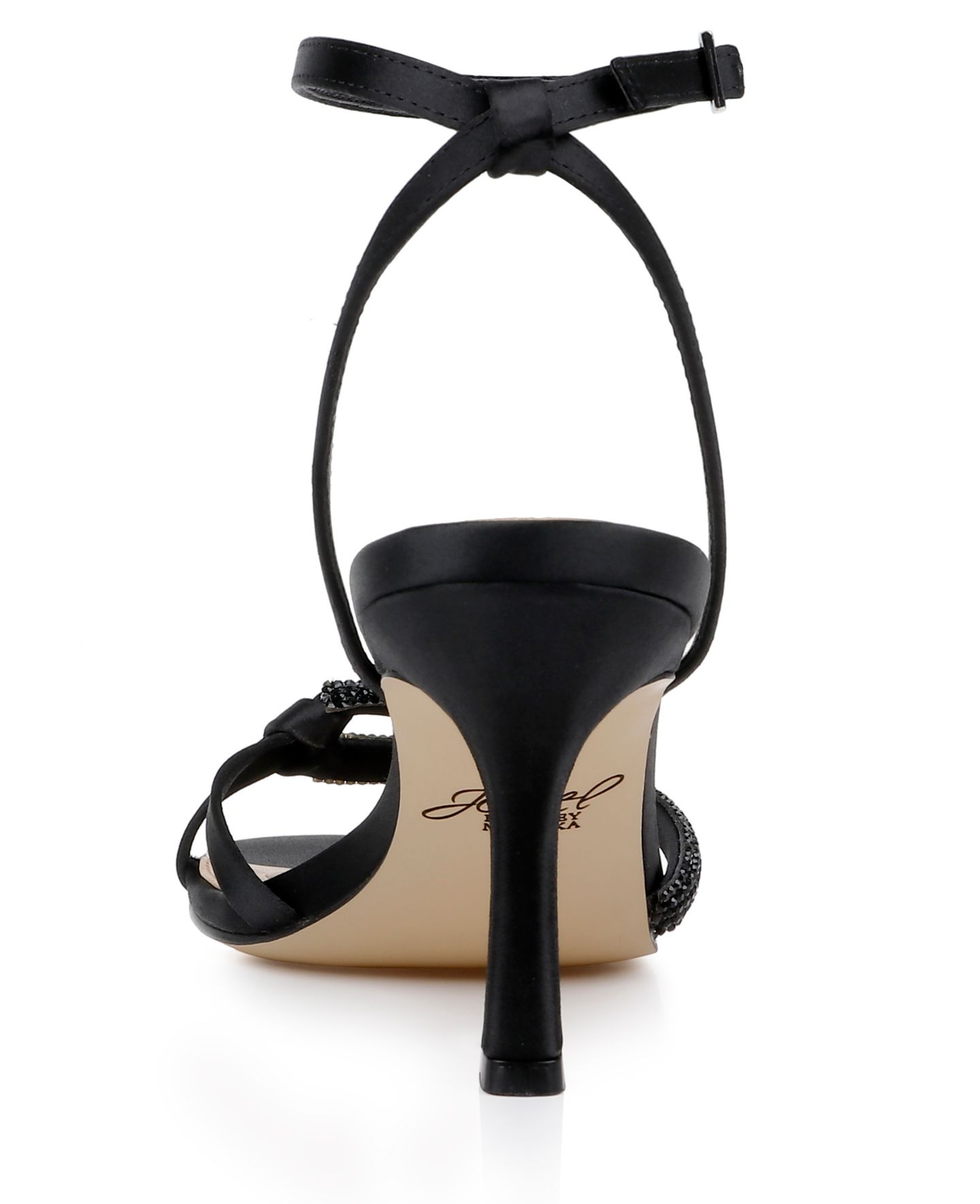 Женские сандалии Jewel Badgley Mischka Fiji Dress Sandals, цвет: Чёрный атласный — фото 3
