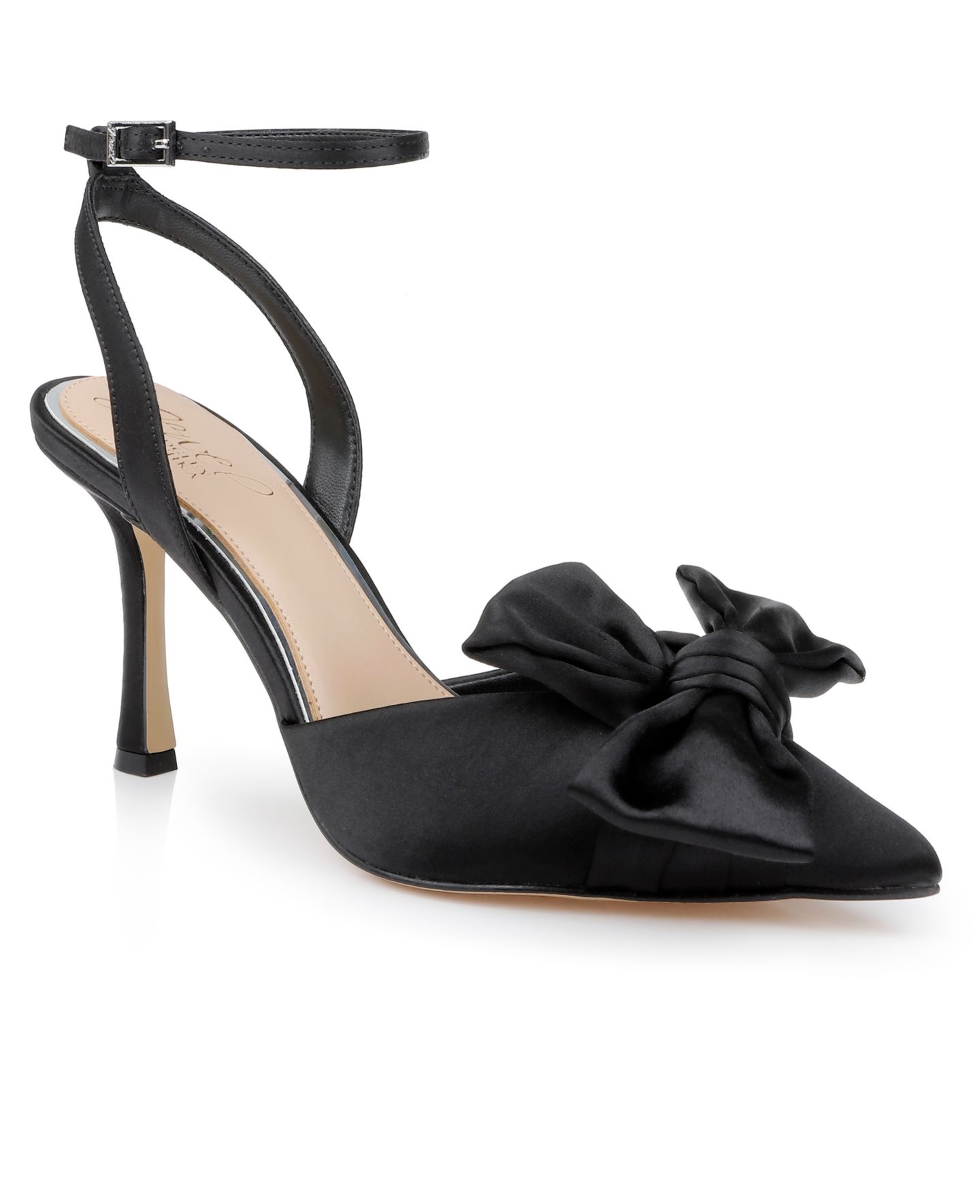 Женские туфли Jewel Badgley Mischka Francine Evening Pumps, цвет: Чёрный атласный — фото 1