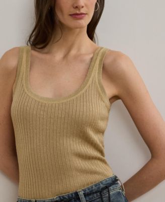 Women's Rib-Knit Linen-Blend Sweater Tank Top