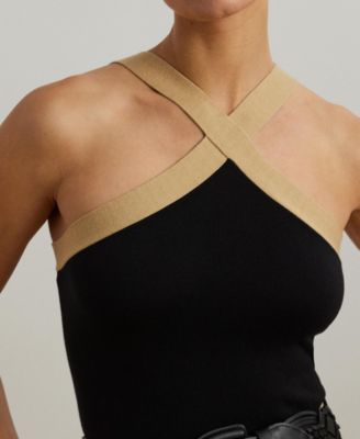 Women's Two-Tone Cotton-Blend Sweater Tank