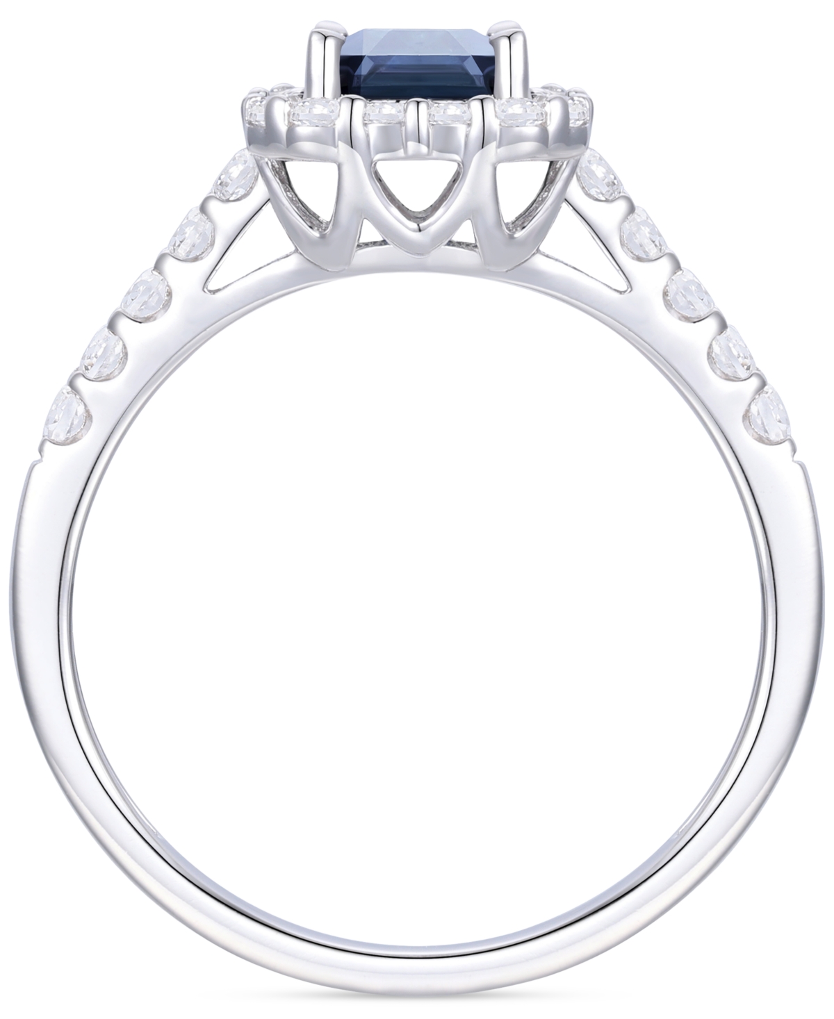 Macy's Emerald (1 Ct. T.w.) & Diamond (3/8 Ct. T.w.) Round & Baguette Halo Ring In 14k Gold (also In Ruby &