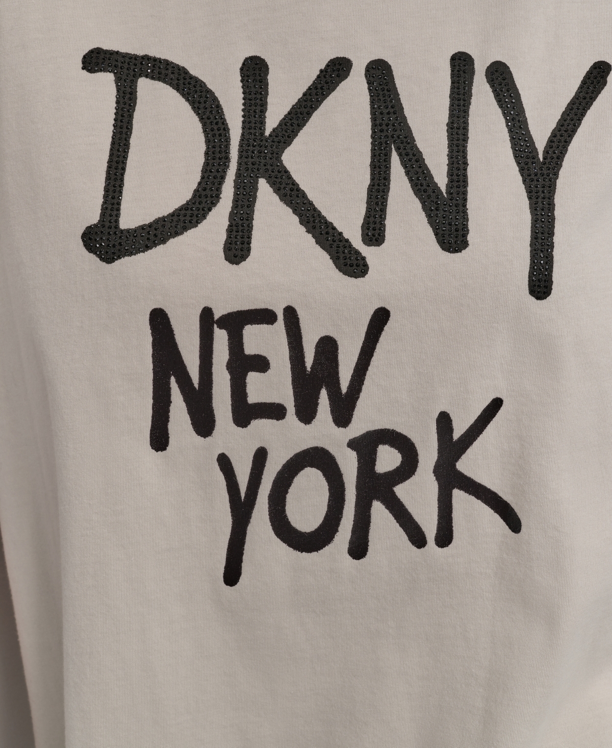 Dkny Women's Rhinestone Graffiti Relaxed Fit Round Neck T-shirt