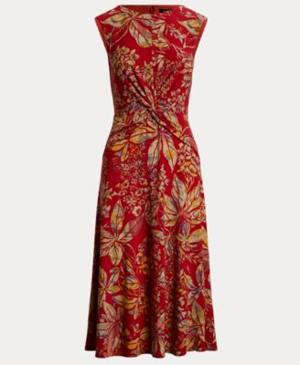 Ralph Lauren☆ Floral TwistFront Stretch Jersey Dress ワンピ Lauren Ralph Lauren Women's Floral Twist-Front Stretch