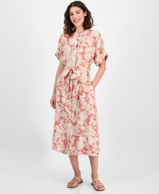 Nautica Jeans - Women's Short-Sleeve Belted Mid Dress
