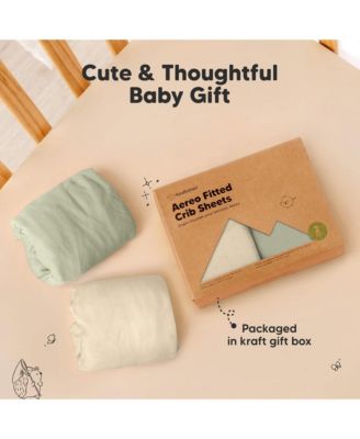 2pk Aereo Fitted Crib Sheets for Boys, Girls, 52x28 Standard Baby Crib Mattress Sheets, Bamboo Viscose Cotton