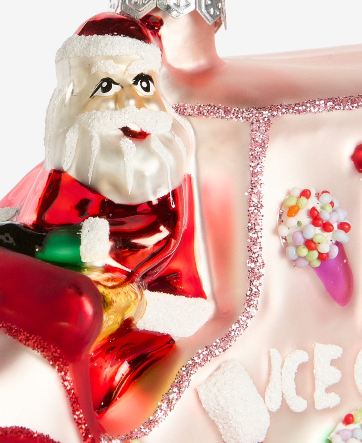 Holiday Lane Sugar Plum Glass Santa's Ice Cream Truck Ornament, Macy's Exclusive In Green