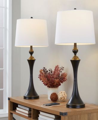 30" Metal Flint Table Lamp, Set of 2