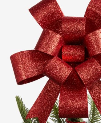 Heritage Red Glitter Gift Bow Tree Topper, Macy's Exclusive 