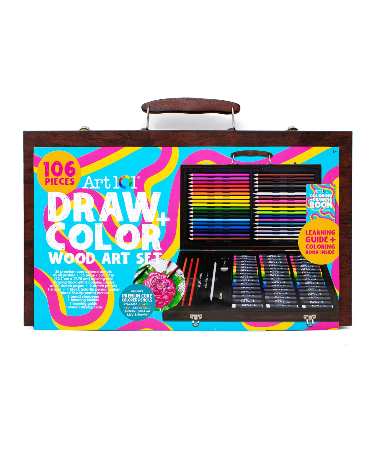 Draw Color Wood Art Set, 106 Pieces - Multi-color