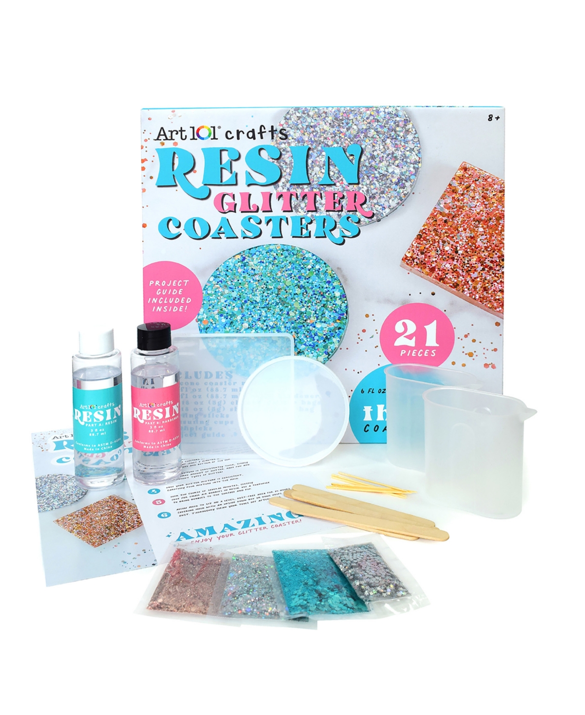 Resin Glitter Coaster Kit - Multi-color
