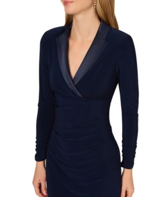 Adrainna Papell Women's Long-Sleeve Tuxedo Gown