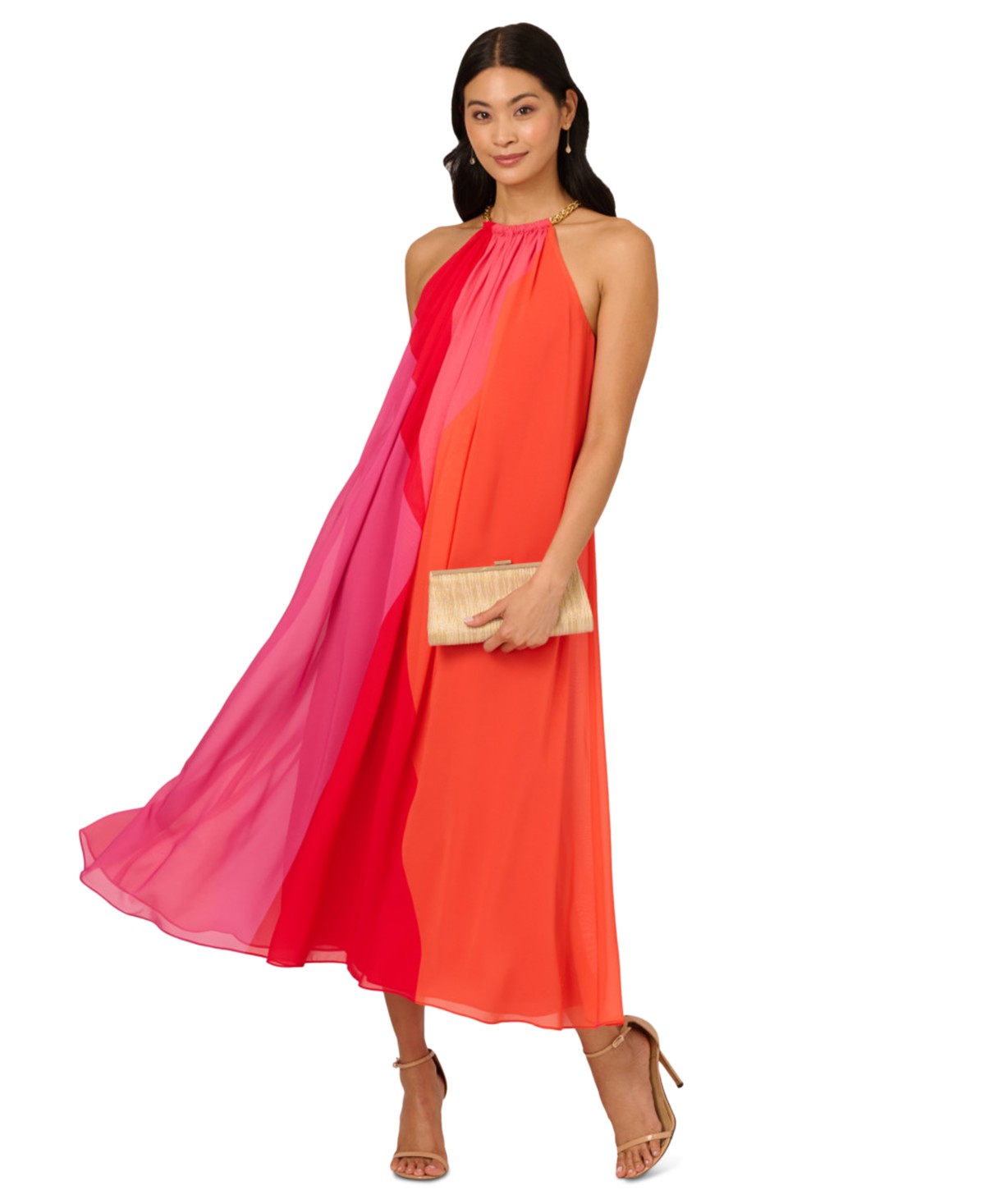 Женские платья Adrianna Papell Women's Colorblocked Halter Dress — фото 2
