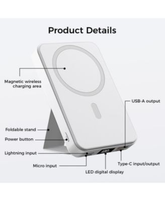 10000mAh Portable Magnetic Wireless Charge Power Bank w/ Phones Stand