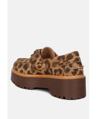 Onglur Leopard Print Suede Oxford Loafers