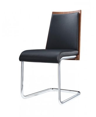 Faux Leather Dining Chairs Set of Two with Upholstered Seat for Home or Office