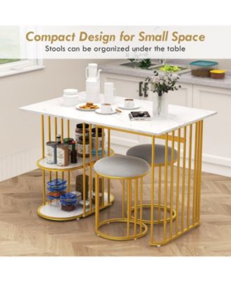 Rectangular Dining Table for 2 with 2-Tier Storage Shelf – Space-Saving Dining Table for Small Dining Rooms or Apartments