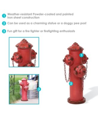 Metal Fire Hydrant Outdoor Garden Statue Decor with Red Finish