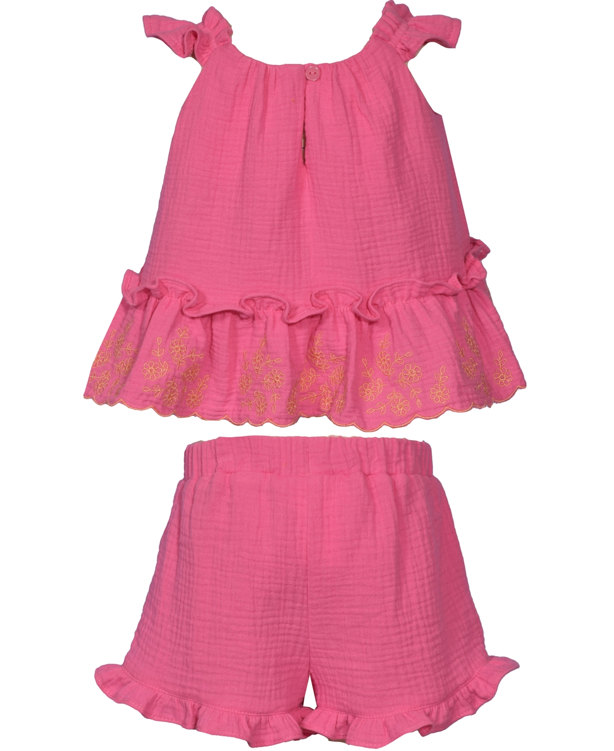 Bonnie Baby Baby Girls 2-piece Embroidered Ruffle Top And Shorts Set