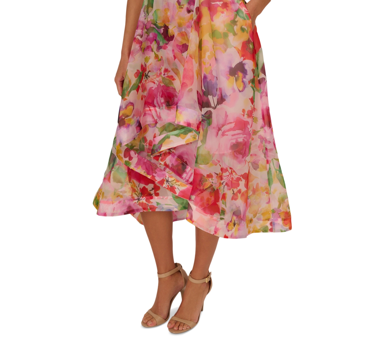 Shop Adrianna Papell Women's Floral-print High-low Dress