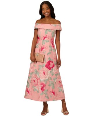Adrianna Papell - Women's Off-The-Shoulder Floral-Jacquard Dress