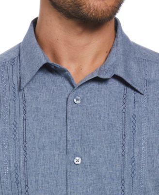 Men's Geo Embroidered Panel Chambray Shirt