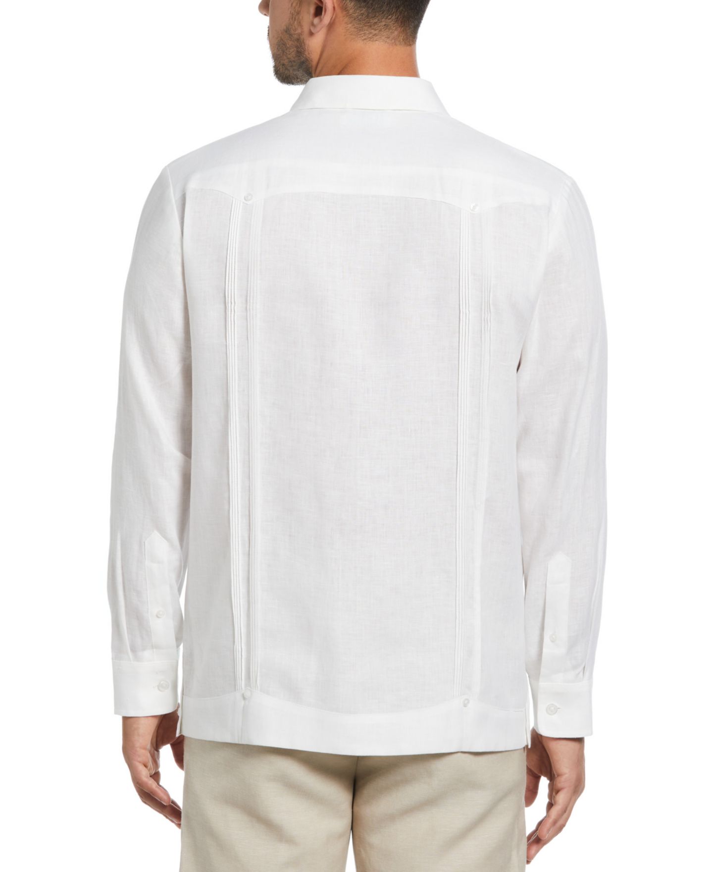 Мужская рубашка Cubavera 100% Linen Long Sleeve 4 Pocket Guayabera, цвет: Яркий белый — фото 2