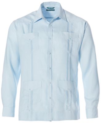 Men's 100% Linen Long Sleeve 4 Pocket Guayabera Shirt