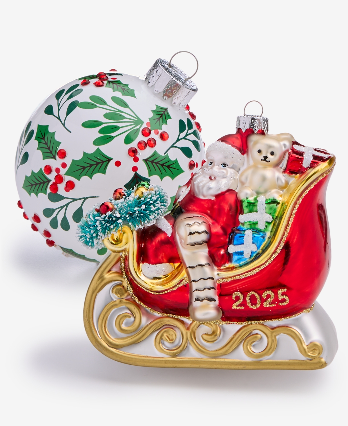 Holiday Lane Hioliday Lane Heritage Set Of 4 Glass Ornaments, Macy's Exclusive In Multi