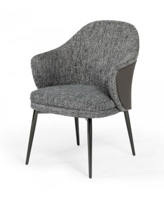 Upholstered Fabric and Faux Leather Wing Back Dining Arm Chair