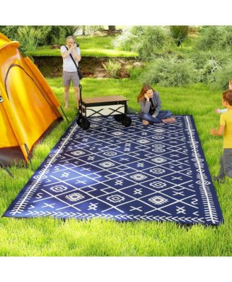 Outdoor Rug, 9' x 18' Floor Mat, Rhombus