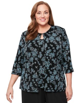 Alex Evenings - Plus Size Glitter-Knit Tank Top & Jacket