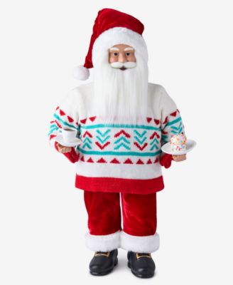 Holiday Lane - Whimsy Caucasian Santa In Sweater With Coffee
