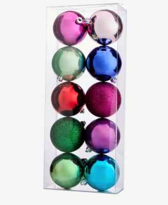 Holiday Lane - Whimsy Set of 10 Shatterproof Multicolored Ball Ornaments