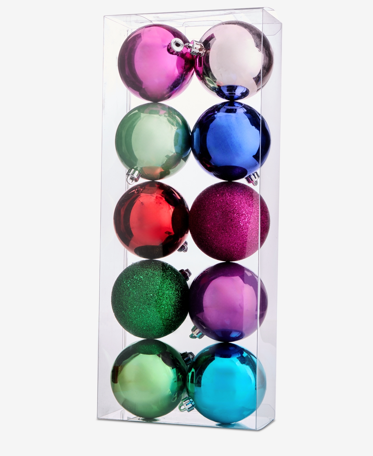 Holiday Lane Whimsy Set Of 10 Shatterproof Multicolored Ball Ornaments, Macy's Exclusive In Transparent