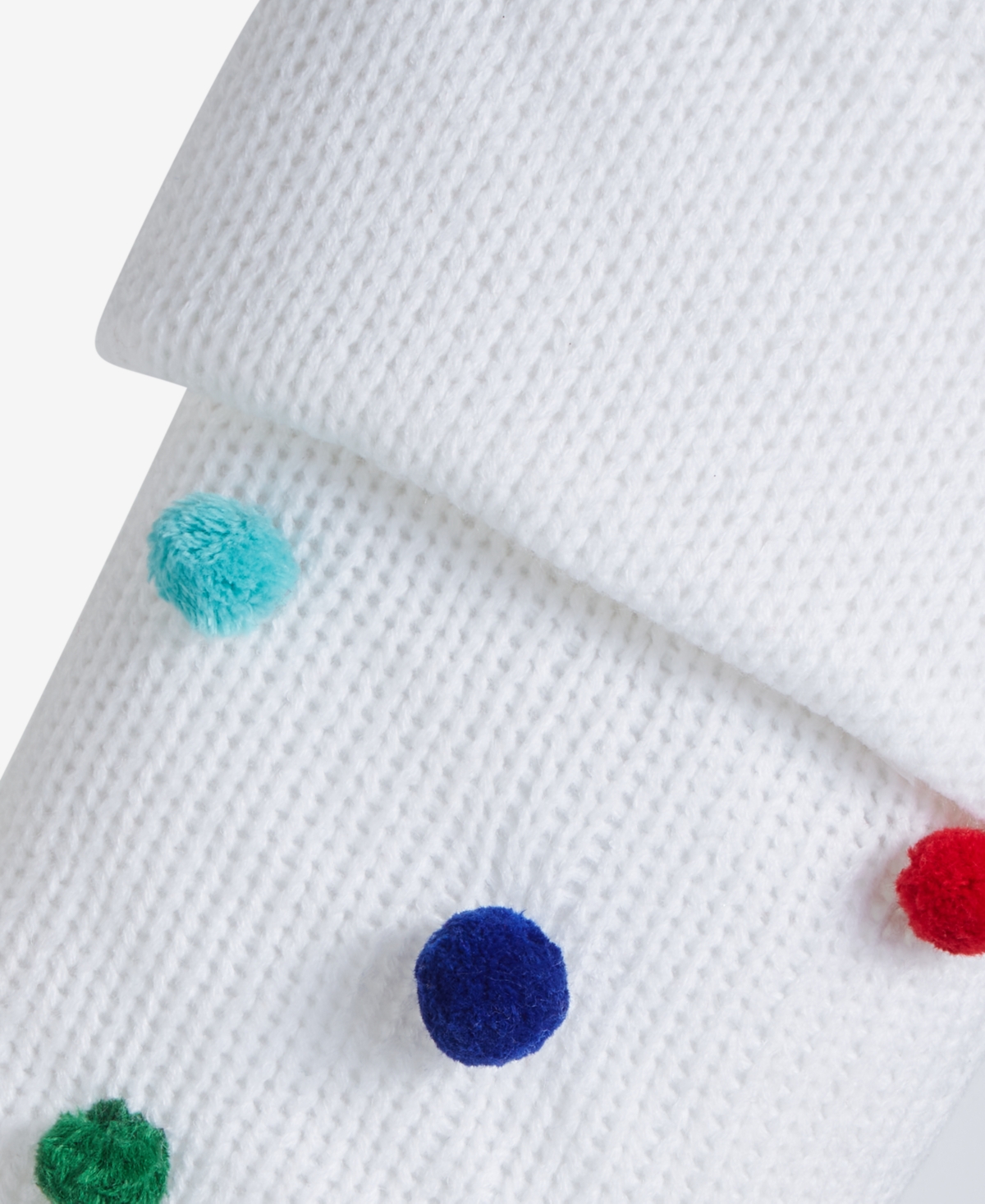 Holiday Lane Whimsy White Stocking With Pom Poms, Macy's Exclusive In White
