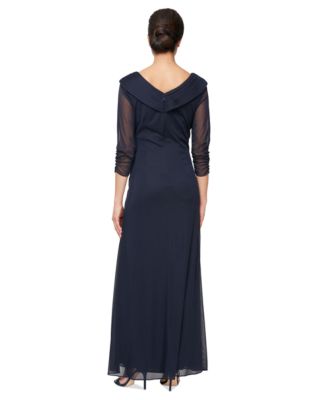 green emerald velvet dress Alex Evenings Women's Embellished-Neck Side-Ruched Illusion Dress - Black main image 0