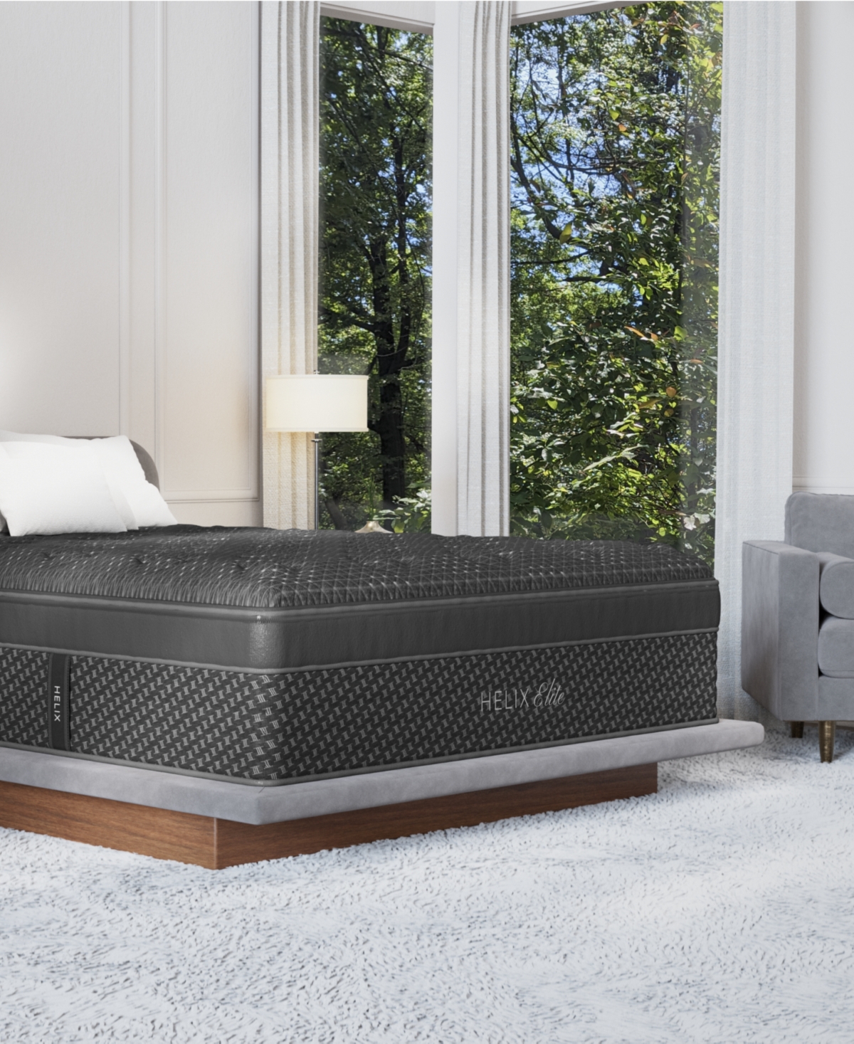 BROOKLYN BEDDING HELIX MIDNIGHT ELITE 15" MEDIUM FIRM EURO PILLOW TOP MATTRESS 