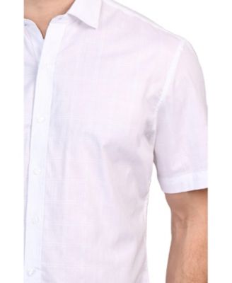 TB Marketplace Men's Cotton Windowpane Short Sleeve Shirt