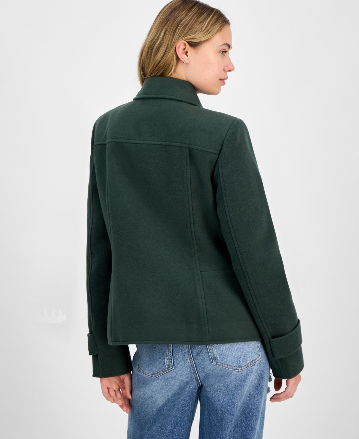 Maralyn & Me Juniors' Double-breasted Collared Coat In Green