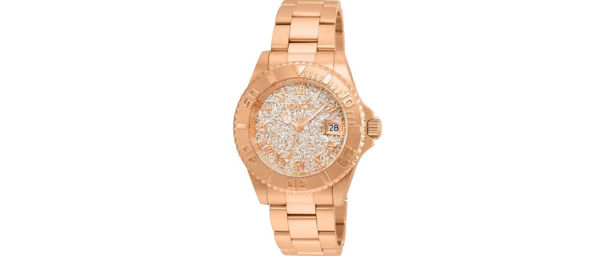 Women's 22708 Angel Quartz 3 Hand Rose Gold Dial Watch - Gold
